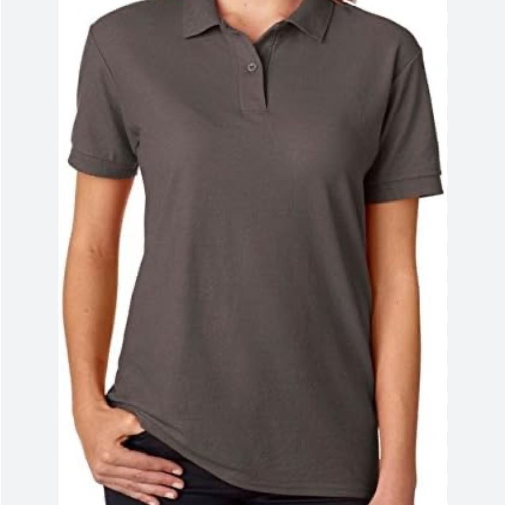 Gildan Gray Fitted Polo Button Down